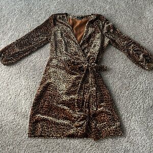 Jcrew velvet leopard wrap dress
